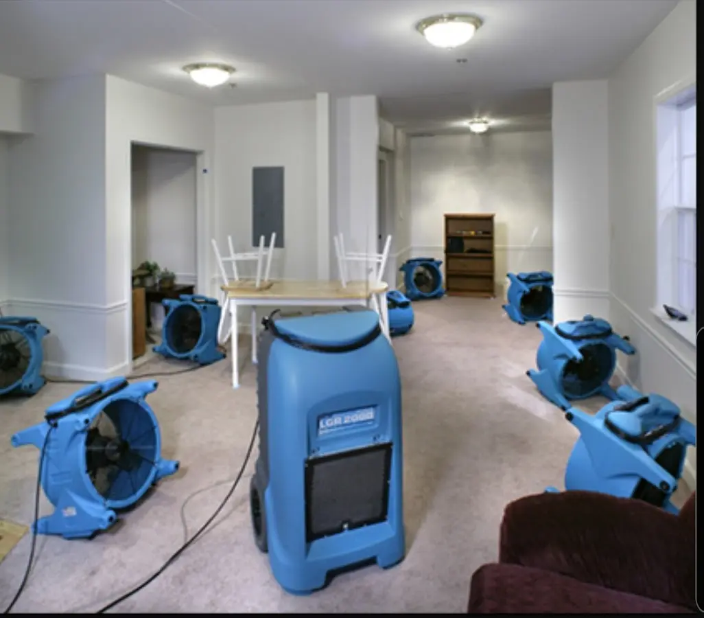 Air movers and dehumidifier setup for Water Extraction & Removal in San Marcos