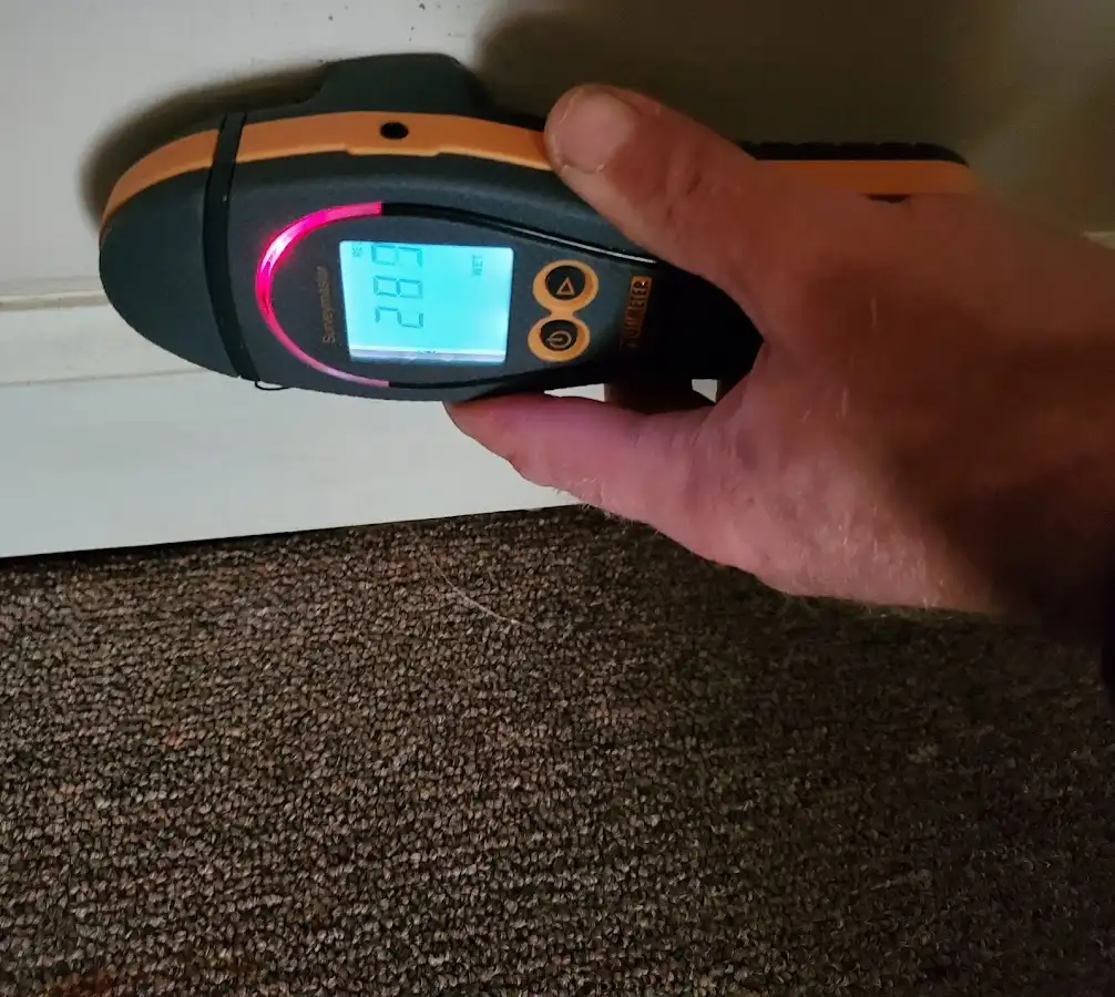 Moisture detection at baseboard during Mold Inspection & Testing in San Marcos
